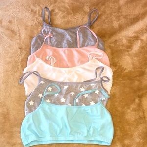 Bundle of 5 Girls Sports Bras Size Tall Pink, 2 Gray, White, Blue Pre-Owned